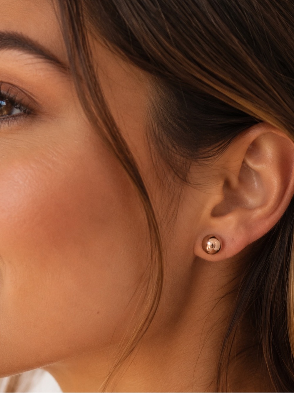 Y2K Vintage Rose Gold Plated Ball Stud Earrings 8mm